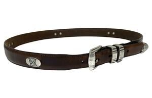 Vintage Danbury Men's Golf Belt Club Conchos Top Grain Oil-tan Leather Brown 38